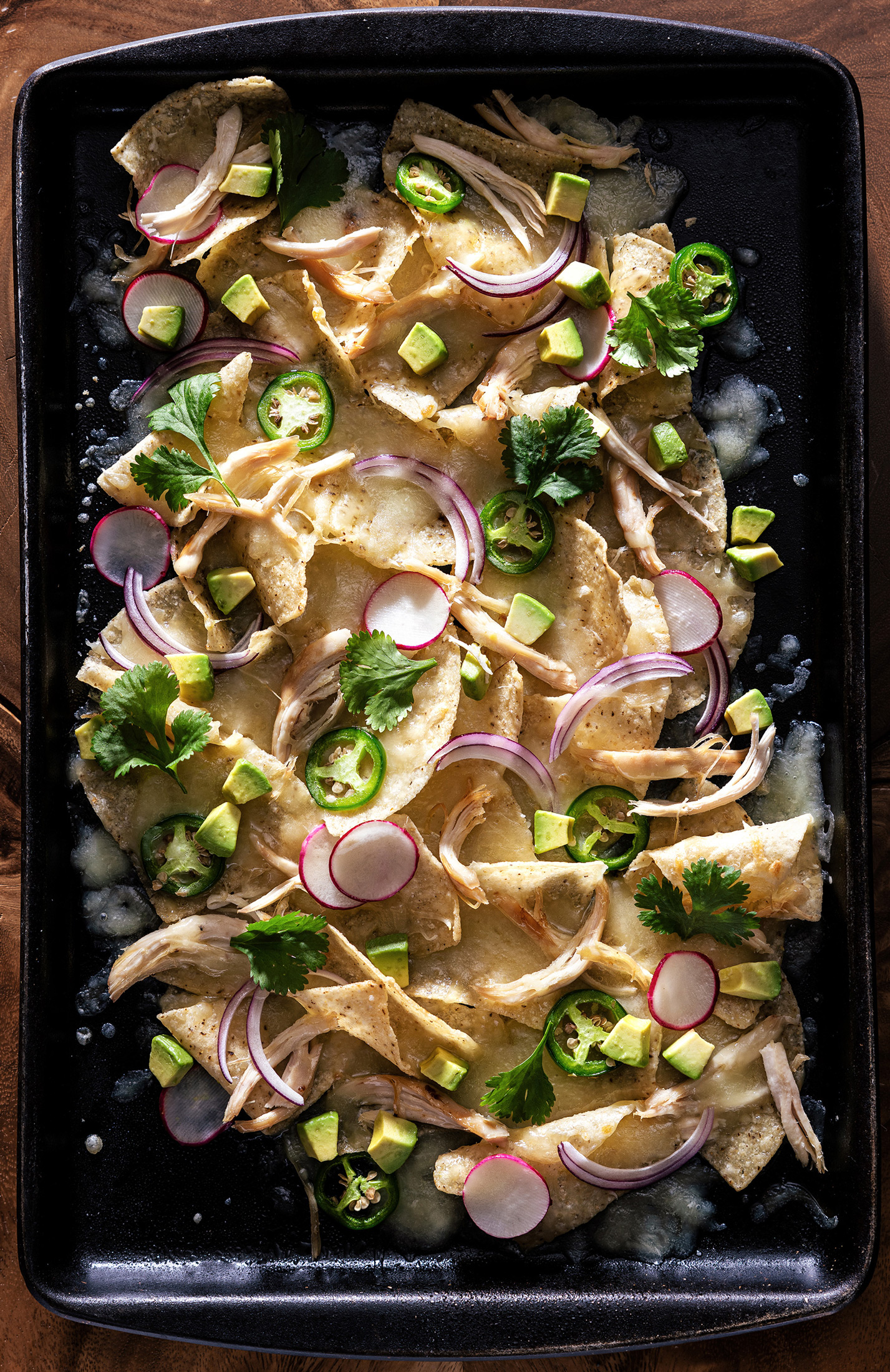 chicken nachos with radish jalapeño and onion alyssa wernick food stylist styling dallas tx