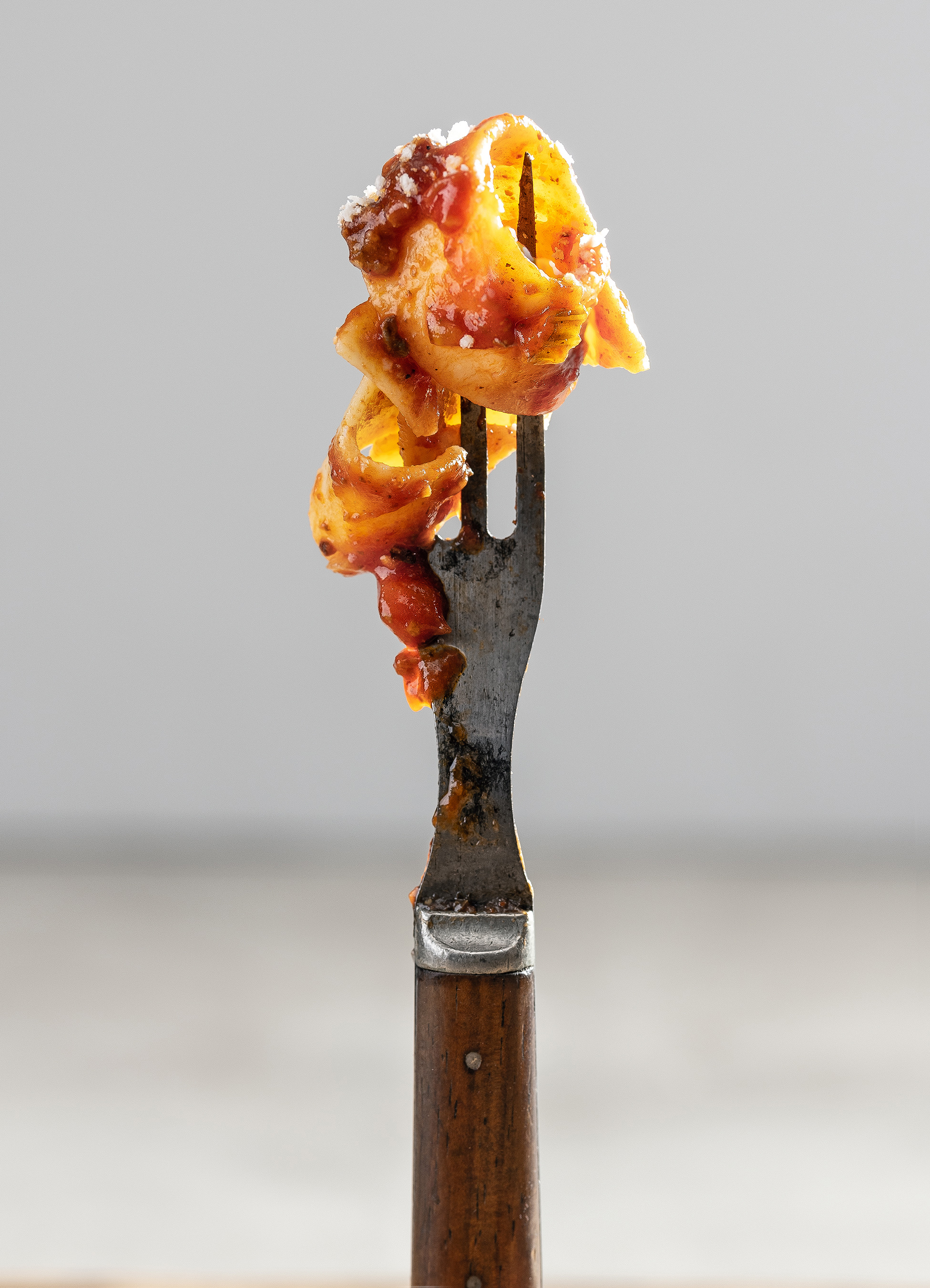 fork with tagliatelle bolognese pasta alyssa wernic food stylist styling dallas tx