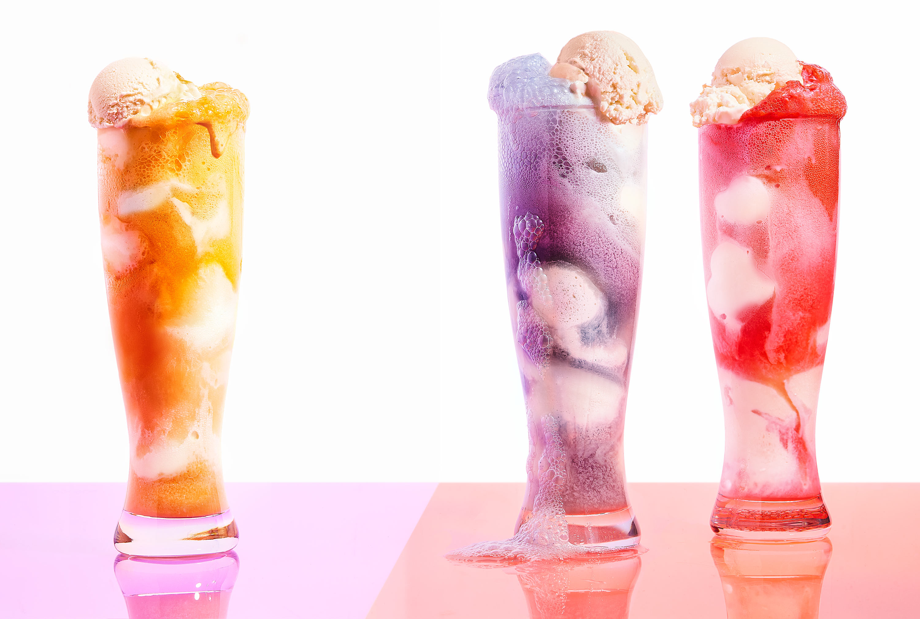 orange grape strawberry soda vanilla ice cream floats by alyssa wernick food stylist styling dallas tx