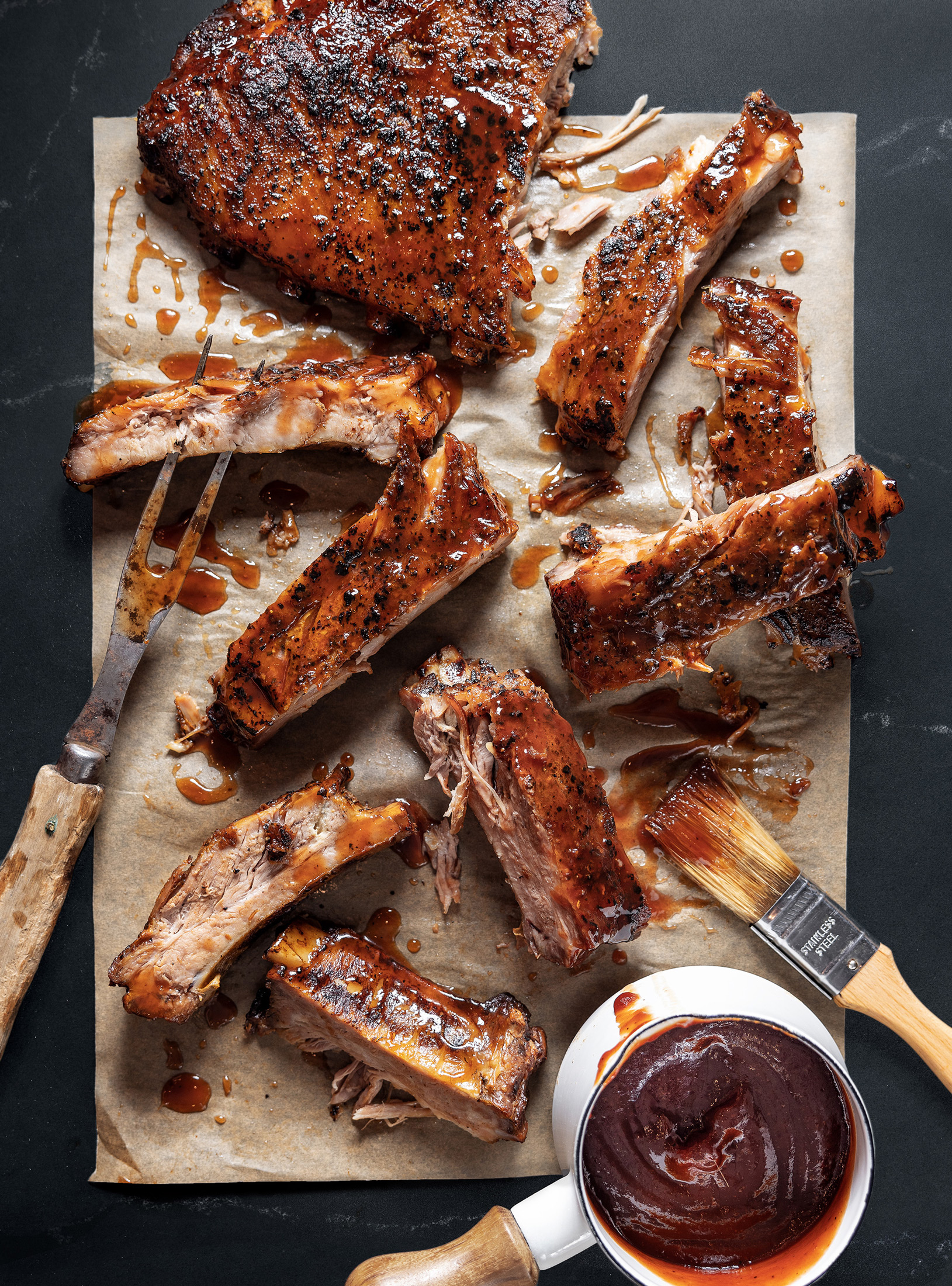 beef ribs with barbecue sauce by alyssa wernick food stylist styling dallas tx