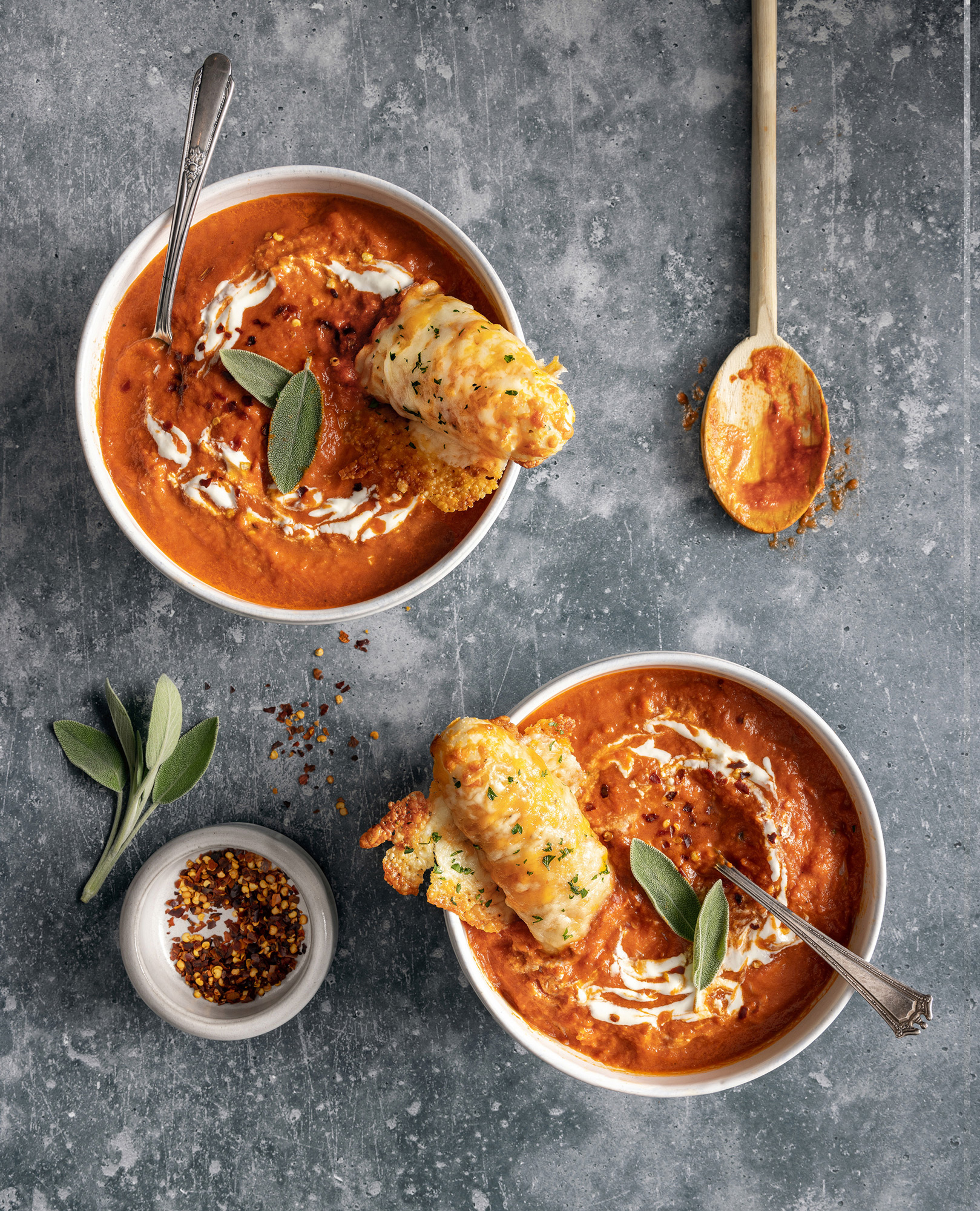 tomato soup with cheese breadsticks alyssa wernick food stylist styling dallas tx